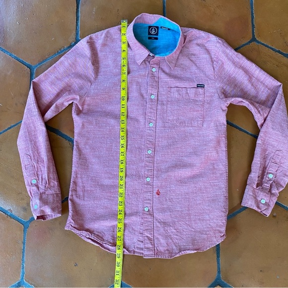 Volcom Flats Long Sleeve Button Front Shirt Pocket Surf Classic Fit West Coast M - Picture 6 of 7